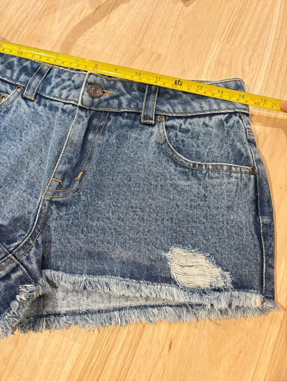 Derek Heart Dark Blue Distressed Denim Shorts